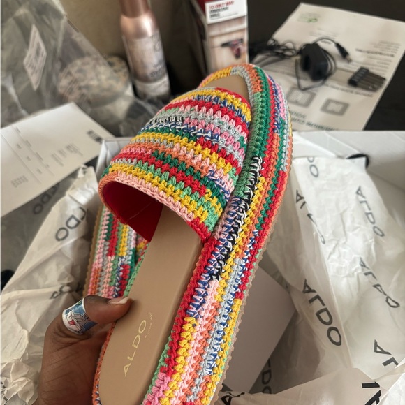 Aldo Bohemina Multicolor Crochet Flatform Sandal - Picture 2 of 4